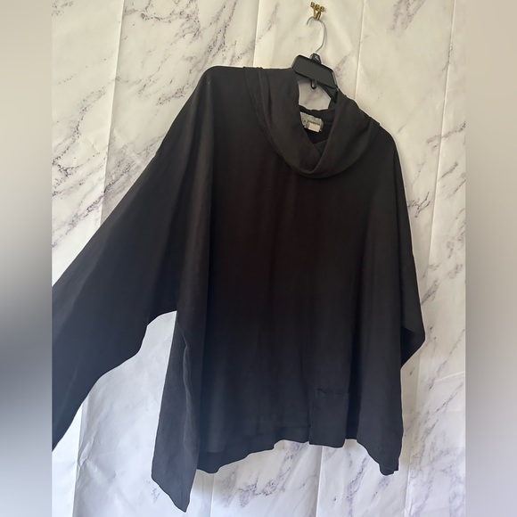 VTG 90s LA FIXSUN LINEN TUNIC LAGENLOOK TOP BLACK WOMENS XL MADE IN USA - Picture 5 of 9